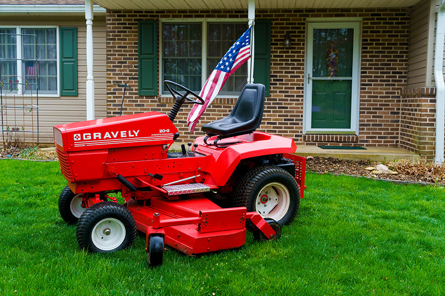 A vintage Gravely riding tractor.